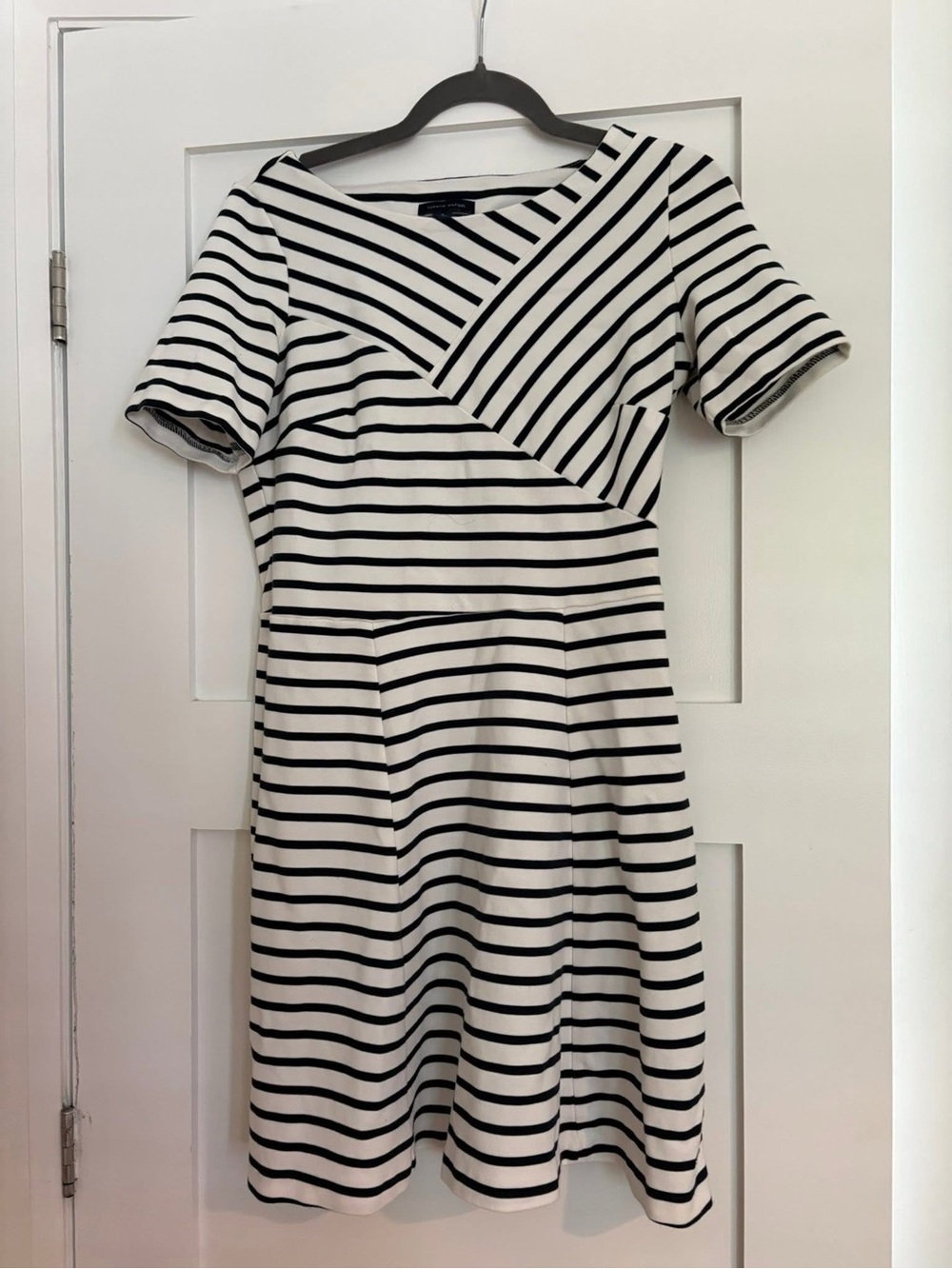 Tommy Hilfiger Black & White Striped Midi Dress